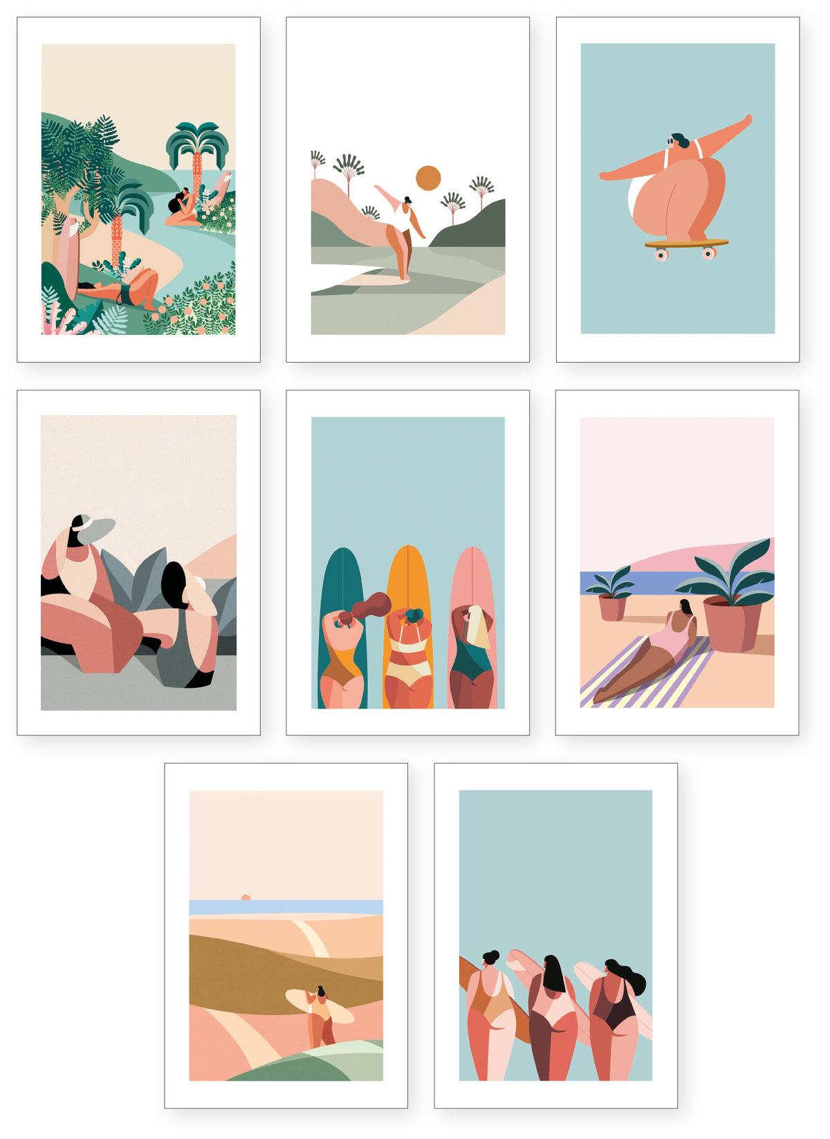 Collection " Les Filles du Surf " - 16 CP