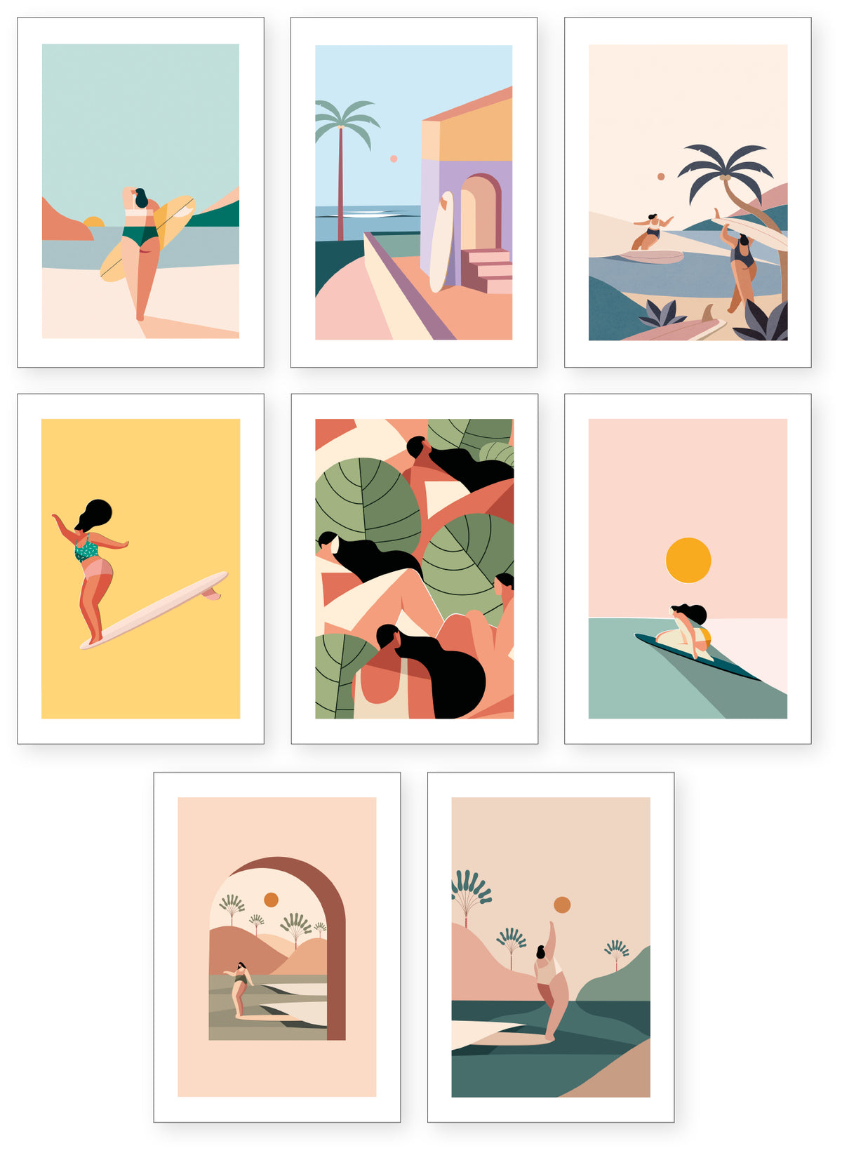 Collection " Les Filles du Surf " - 16 CP