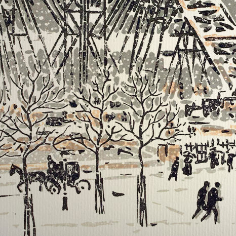 La tour en construction depuis Trocadéro à Paris par Henri Rivière