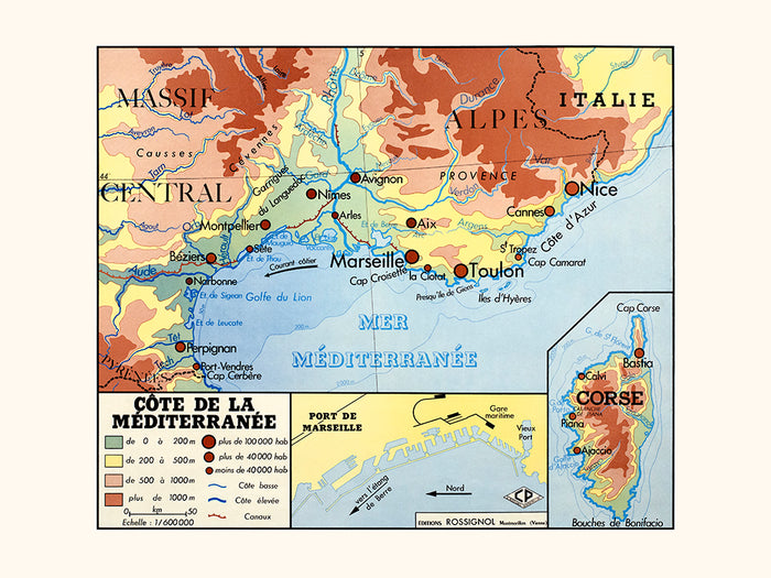 Carte côte de la Méditerranée