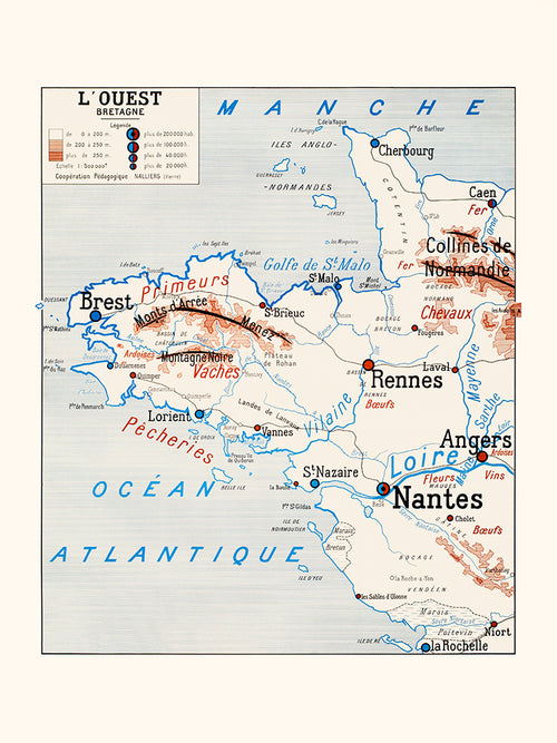L'Ouest : carte de la Normandie et Bretagne