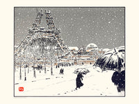 La tour en construction depuis Trocadéro à Paris par Henri Rivière