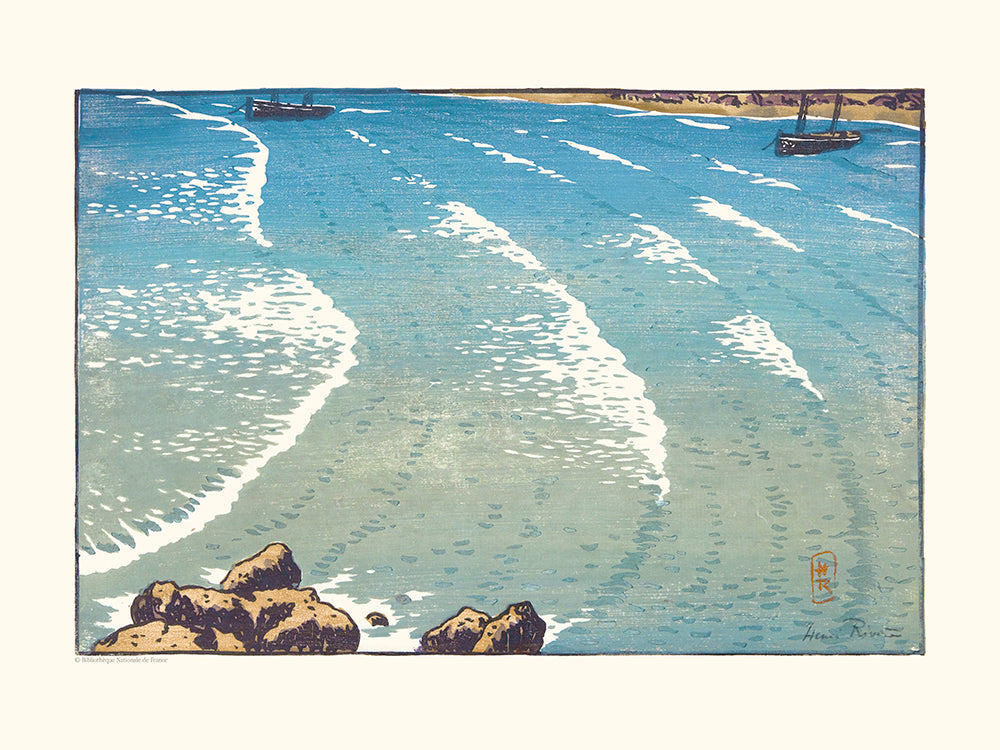 Vague mer montante en Bretagne par Henri Rivière