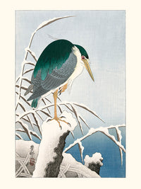 Héron dans la neige de Ohara Koson