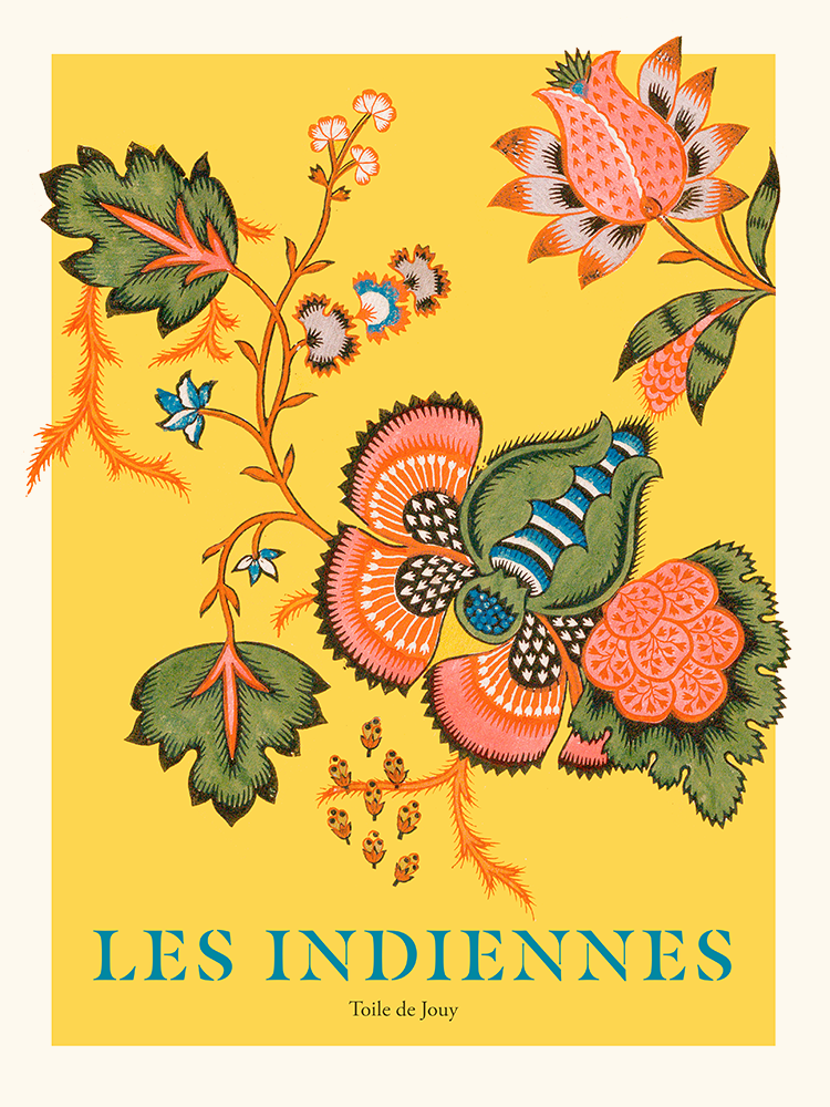 Les Indiennes (fond jaune) - Toile de Jouy