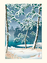 L'étang Senzoku sous la neige de Kawase Hasui