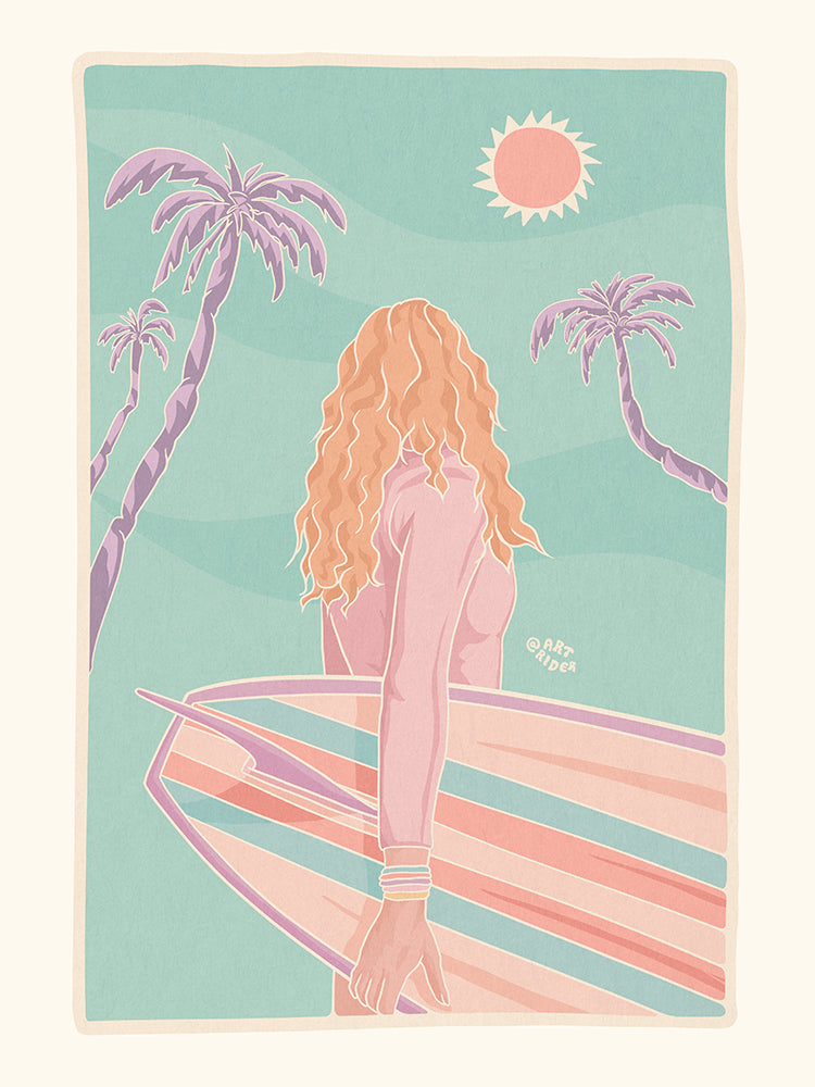 Longboard and palms - Art Rider