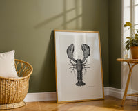 Mise en scène d'une illustration de homard créée par Lison Trépos-Tanneau