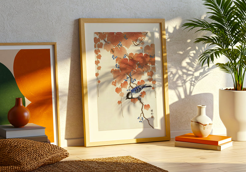 Mésange charbonnière sur une branche de paulownia de Ohara Koson