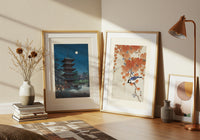 Mésange charbonnière sur une branche de paulownia de Ohara Koson