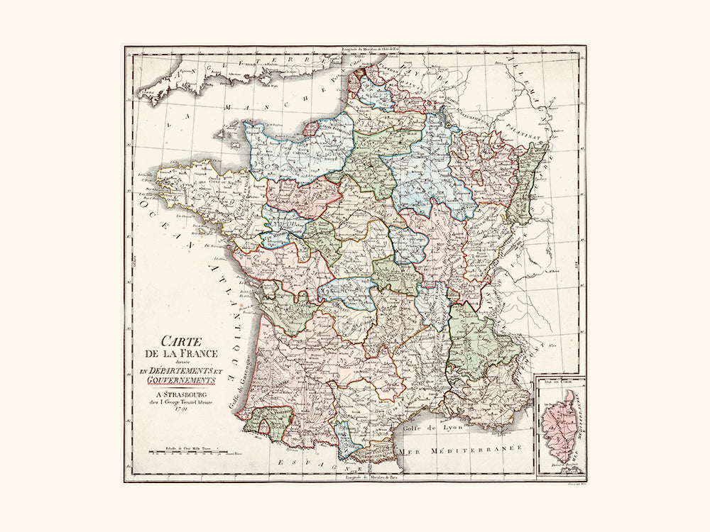 Carte de France divisée en département 1790