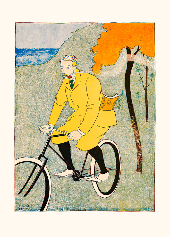 Edward Penfield Fumador en bicicleta