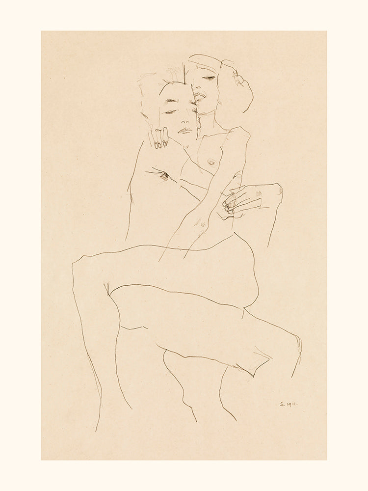 Couple au crayon d'Egon Schiele
