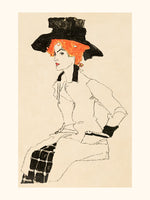 Femme au chapeau vue de profil