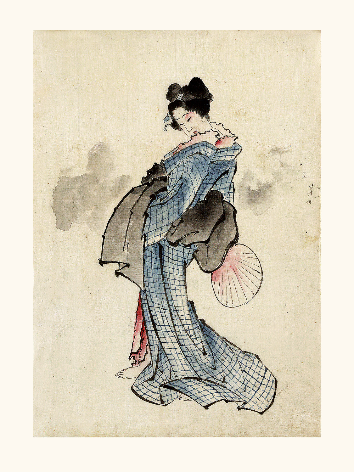 Hokusai Woman Drawing – Cartes-gravures.com